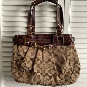 Coach signature handbag tan handbag